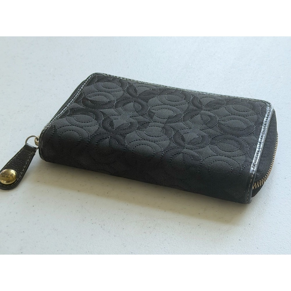 Vintage Coach Signature Stitch Black Op Art Stitched Wallet Card Holder - Picture 11 of 16
